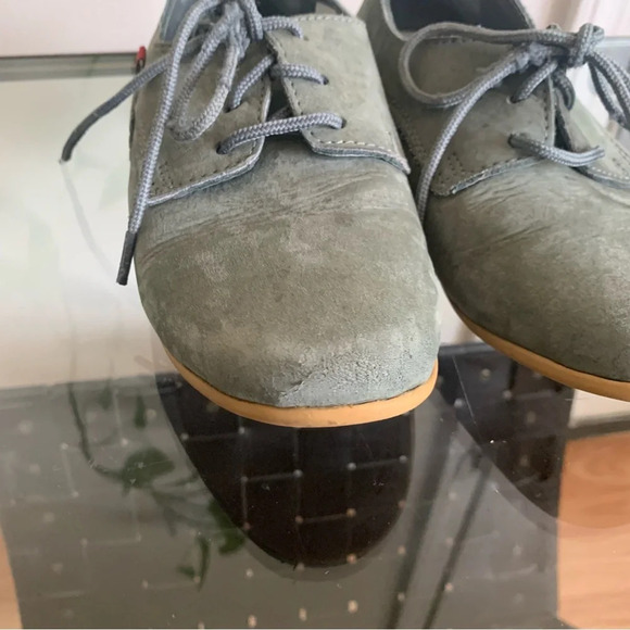 Oliberte Minsha Olive Green Nubuck Leather Oxford Lace up Loafers Size 36 - Picture 12 of 13